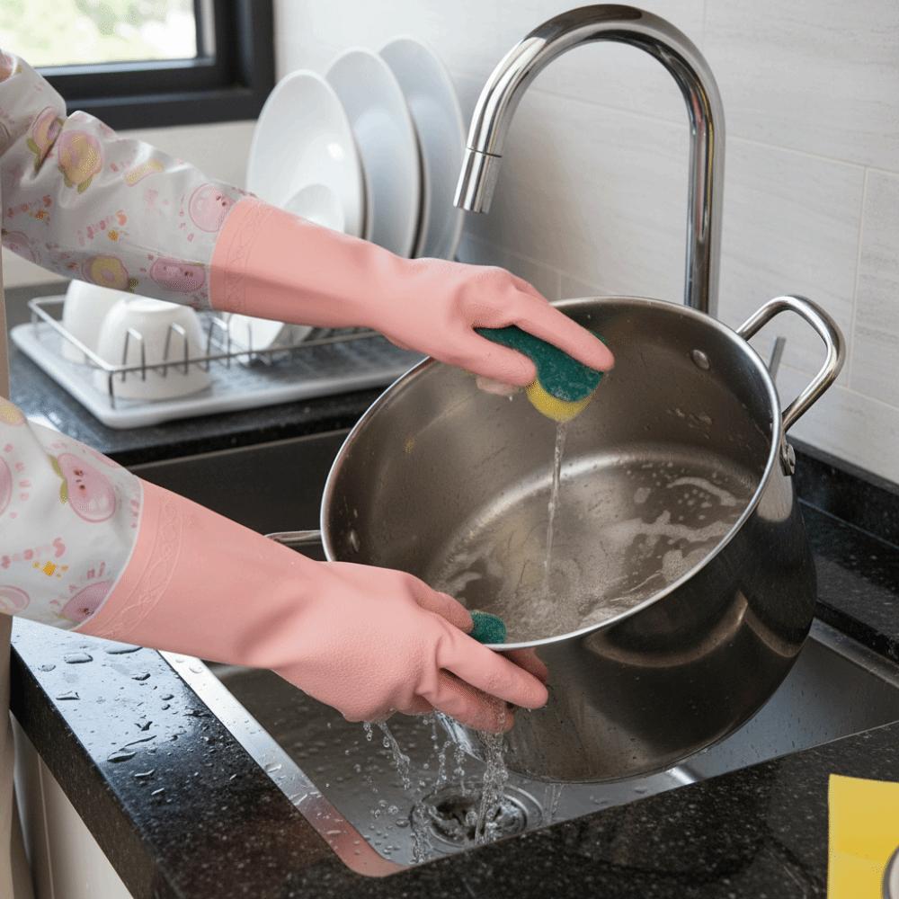 Fleece Lined Dishwashing Gloves Waterproof Scrubbing Gloves Kitchen Gloves Gardening