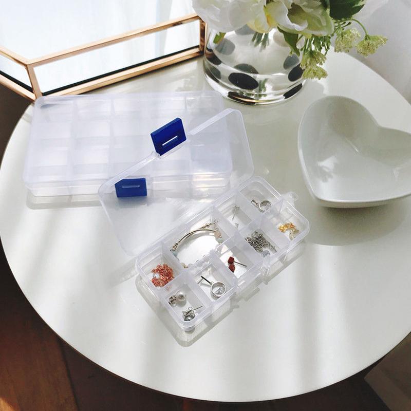 1PC Transparent Plastic Storage Box 10/15/24 Grid Portable Organizer Case Detachable Adjustable Jewelry Storage Nail Art Box ZYF