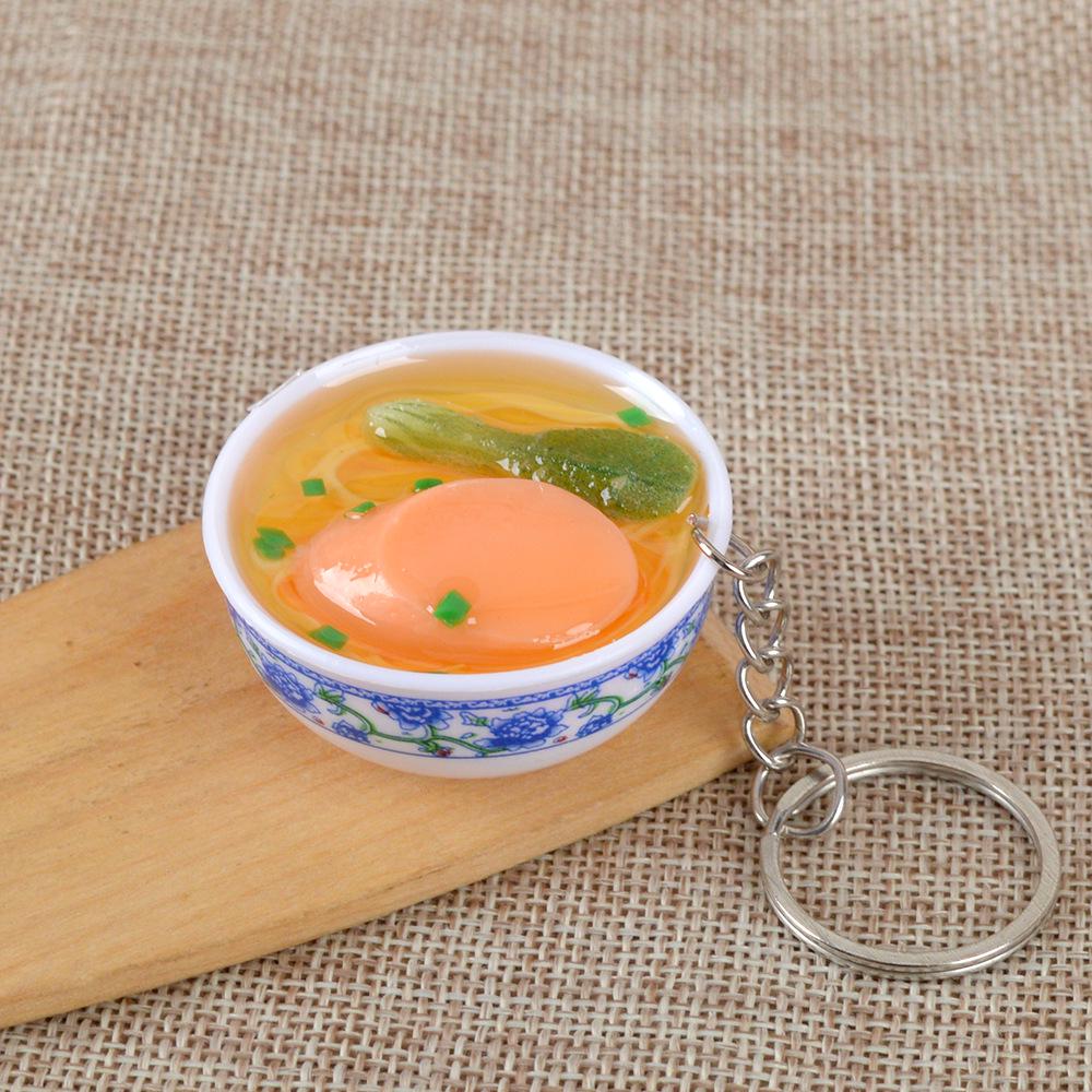 Реалистичный брелок-лапша в китайском стиле, сине-белая фарфоровая пиала 4 см, реквизит для игры в еду.