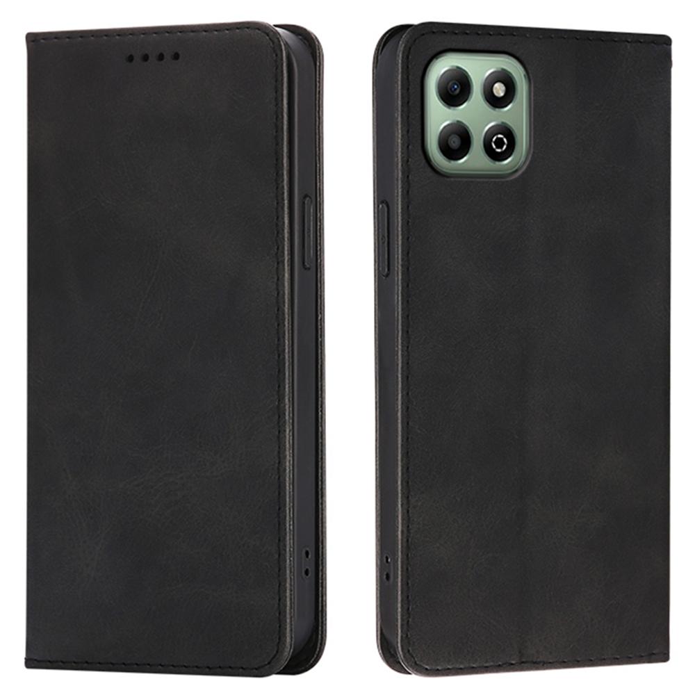 For Honor X6b 4G Case Wallet Calf Texture Leather Phone Cover with Hidden Magnetic Closure