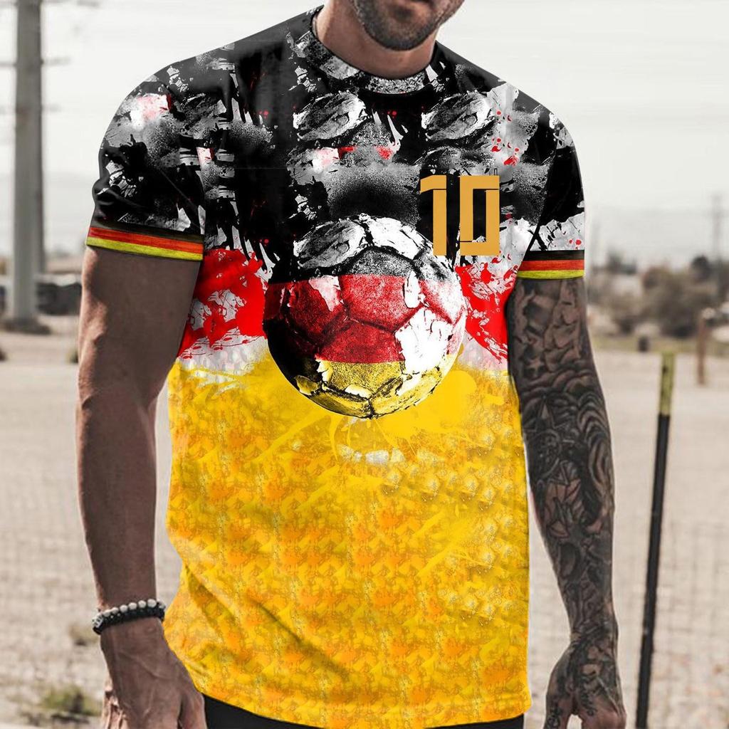 Men's Short Sleeve Crew Neck T Shirt with Soccer Ball Graphic Print Casual Regular Fit Comfortable Top for Daily Wear