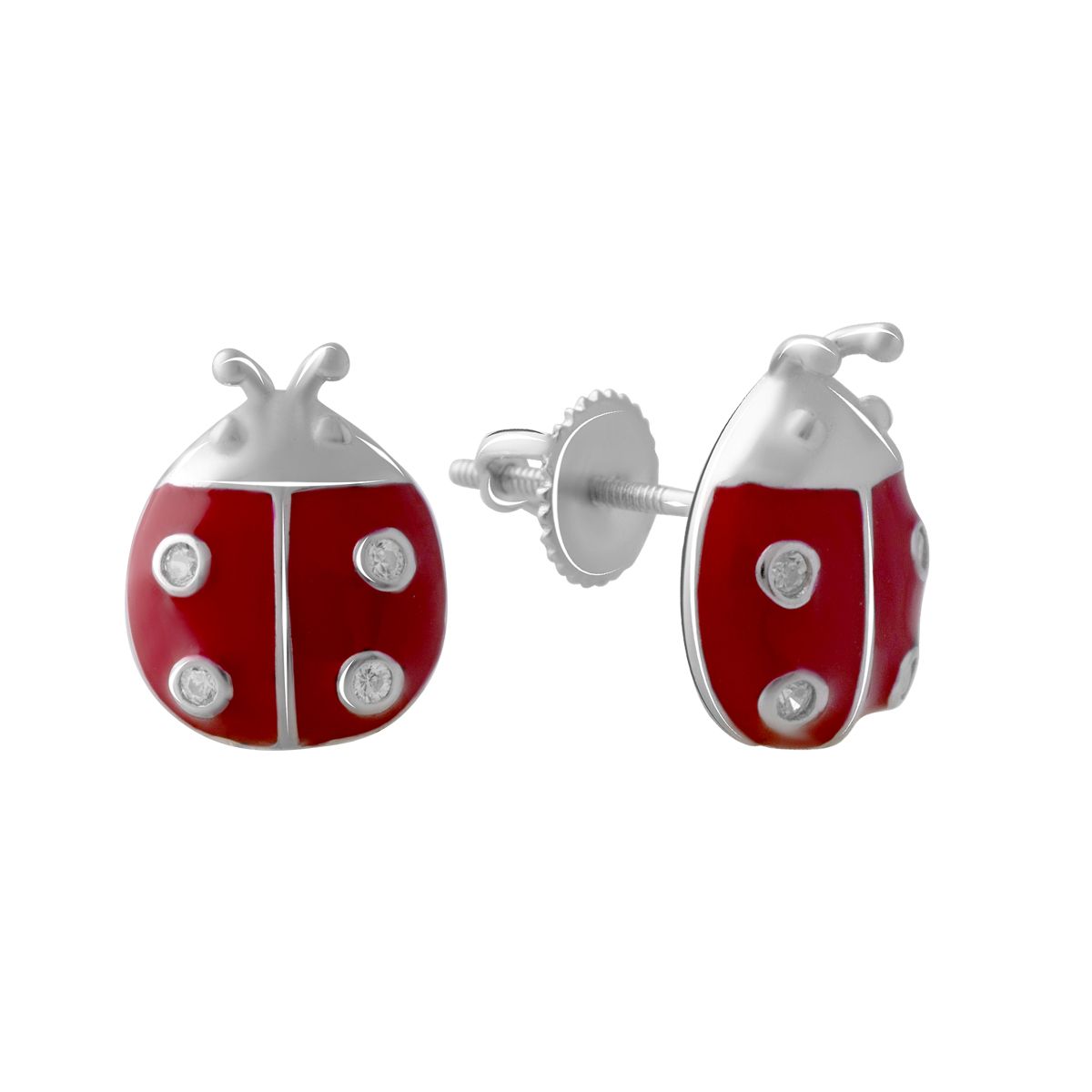 

Срібні сережки з керамікою і фіанітами (2081036) білий