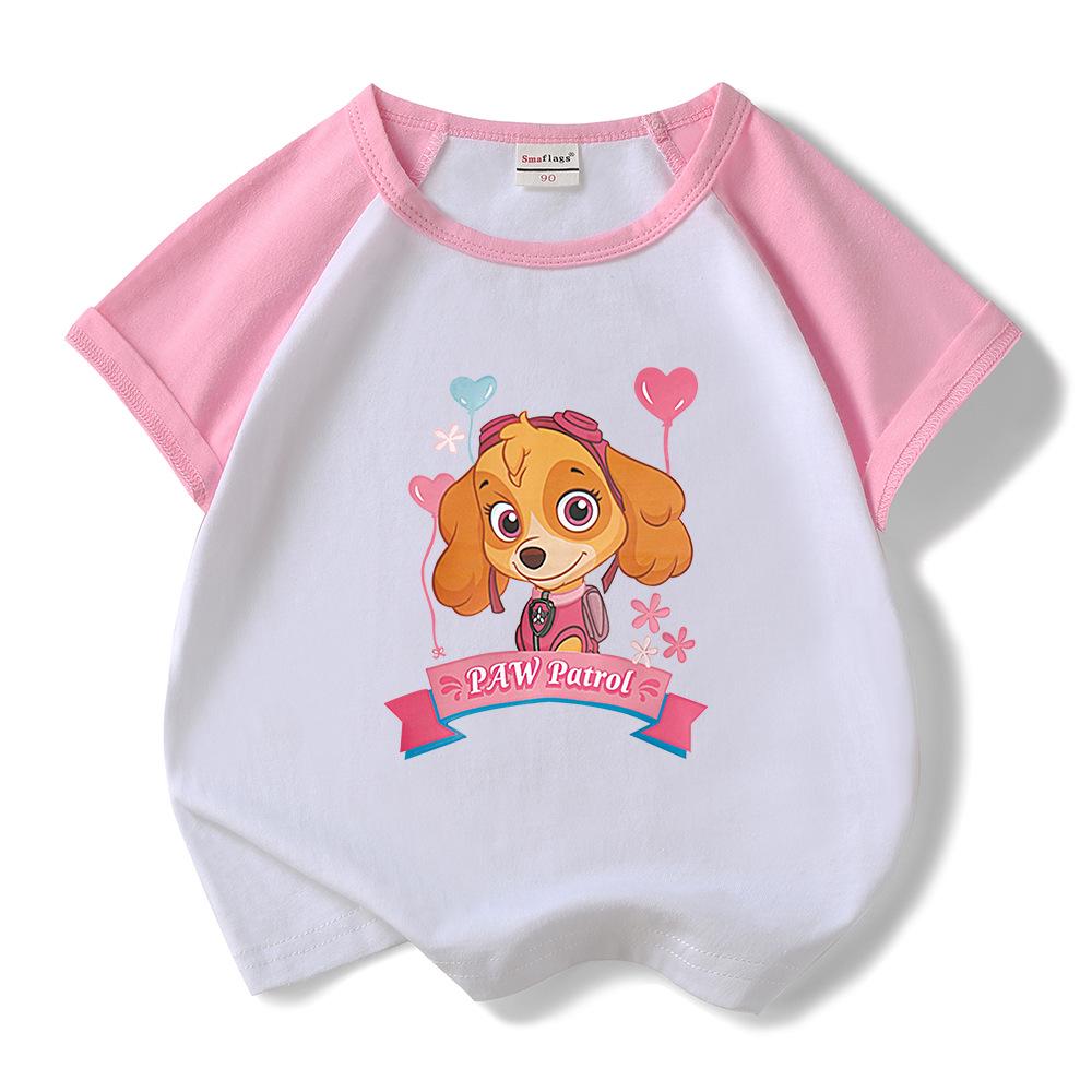 Paw Patrol Girls' Stylish Summer Outfit Set – 2022 Fashionable Short-Sleeve Two-Piece for Small & Medium Children