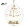 Hanging Decor for Showcase Christmas Tree Money Holder Pendant, Transparent Acrylic Round Ornament, 12 Holiday Gift Tags Zodiac Signs Theme Decorative