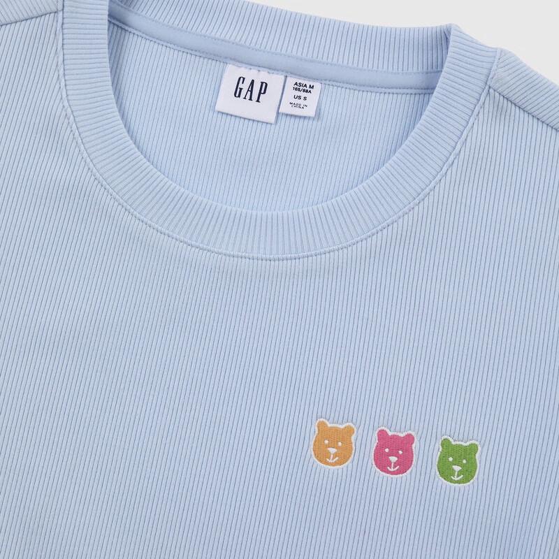 Gap Women's 2026 Spring Colorful Bear Embroidered Knit T-Shirt
