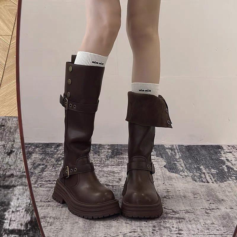 Women'S Faion Long Boots Two-Way Wear Ankle-Length Fce Lined Thi Heel Knight Sle Autumn Winter New Arrival