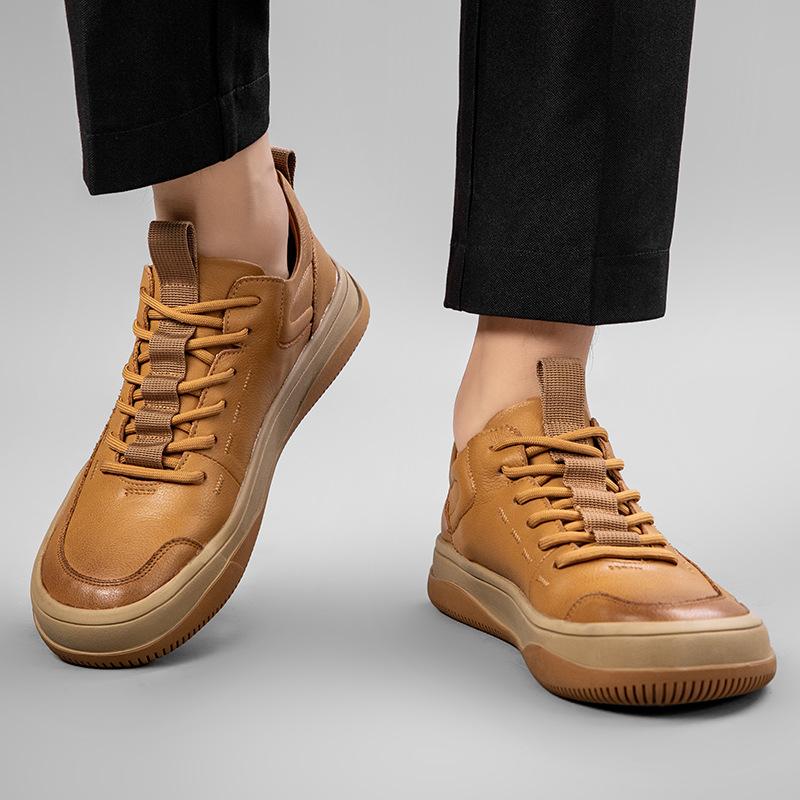 Trend Casual Shoes Lace-up Men's Autumn New Leather British Style Outdoor Board Shoes Men's Korean Version Low-top Tooling Shoes