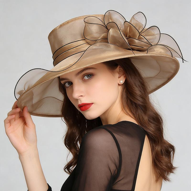Sunscreen Hat Organza Big Flower Sun Hat Women British Lady Elegant Temperament Sun Hat