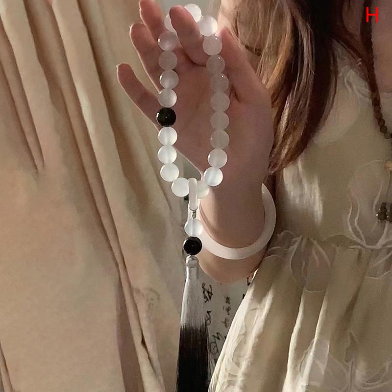 Bransoletka z frędzlem 12 mm w stylu starożytnym, ręcznie skręcane koraliki, łańcuszek z koralików, buddyjski tybetański różaniec, zawieszki, biżuteria, prezent