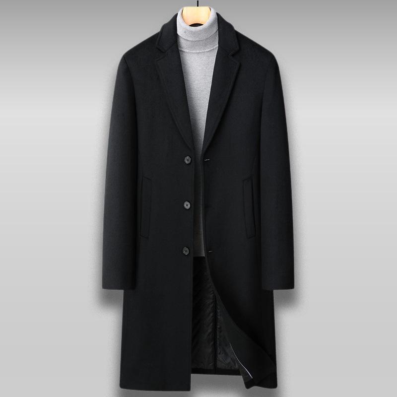 Herbst und Winter Herren Wollmantel Trenchcoat Business Casual Langer Knie Wollmantel