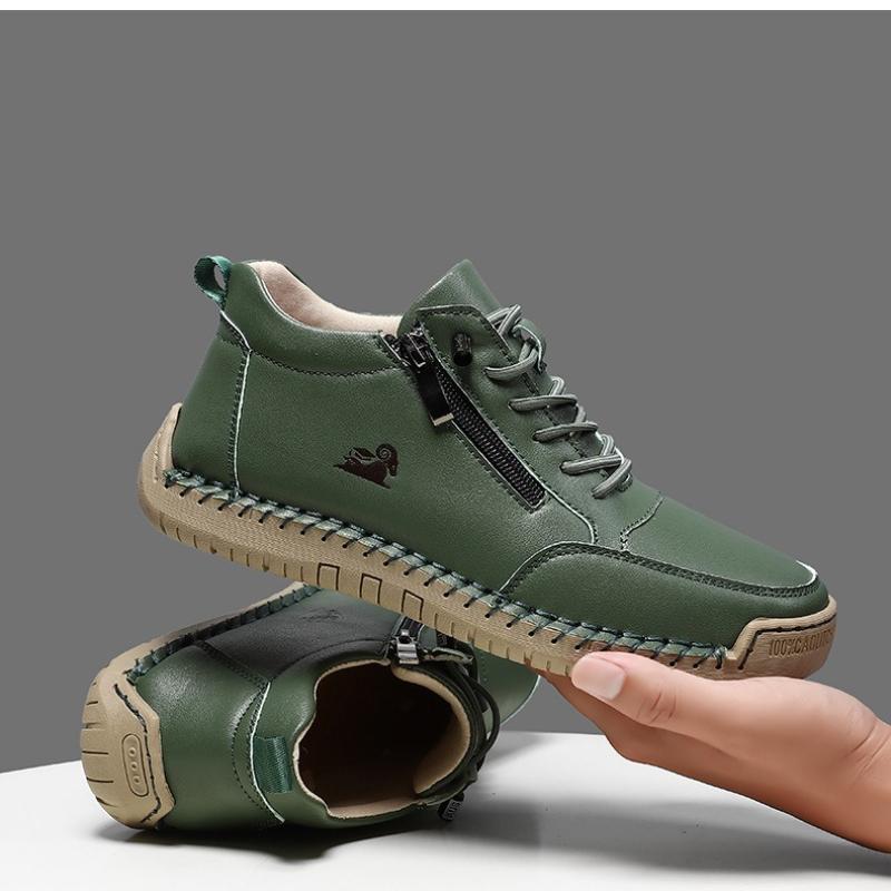 Damen-Handmade-Ledersneaker, Outdoor-Weichheit, klassische Knöchel-Anti-Rutsch-Flachschuhe aus weichem Leder