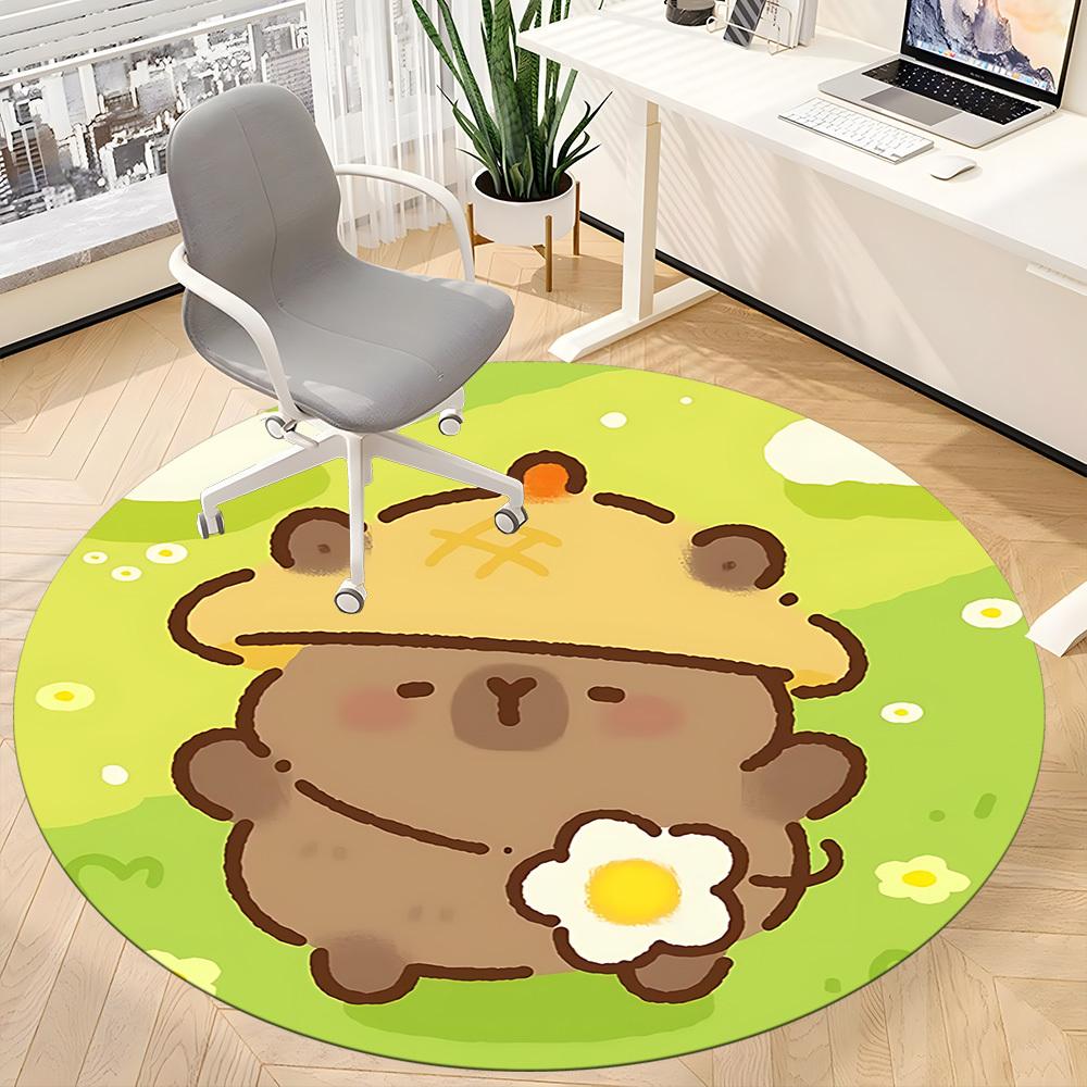 

1pc Capybara Chair Carpet for Office, Soft Comfortable Mat For Office, Living Room, Bedroom, Machine Washable Carpet yy251112220 80cm by 80cm