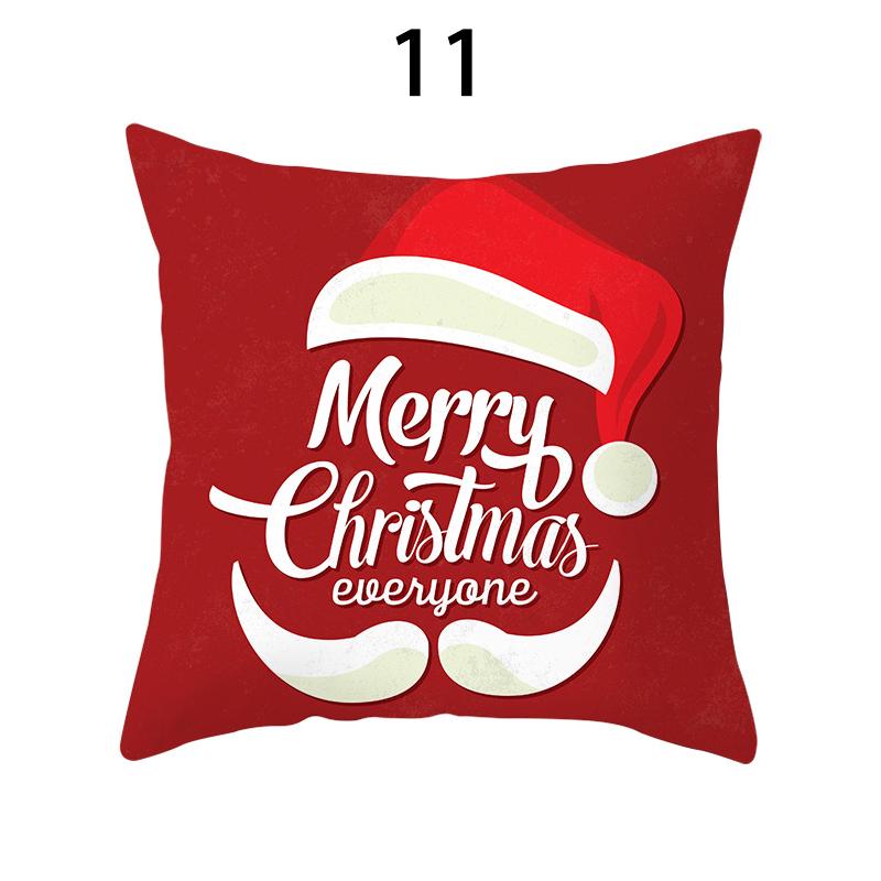 Merry Christmas Cushion Cover Xmas Pillowcase Happy New Year Navidad Santa Claus Red Pillow Cover Ornament Gifts Home Decor