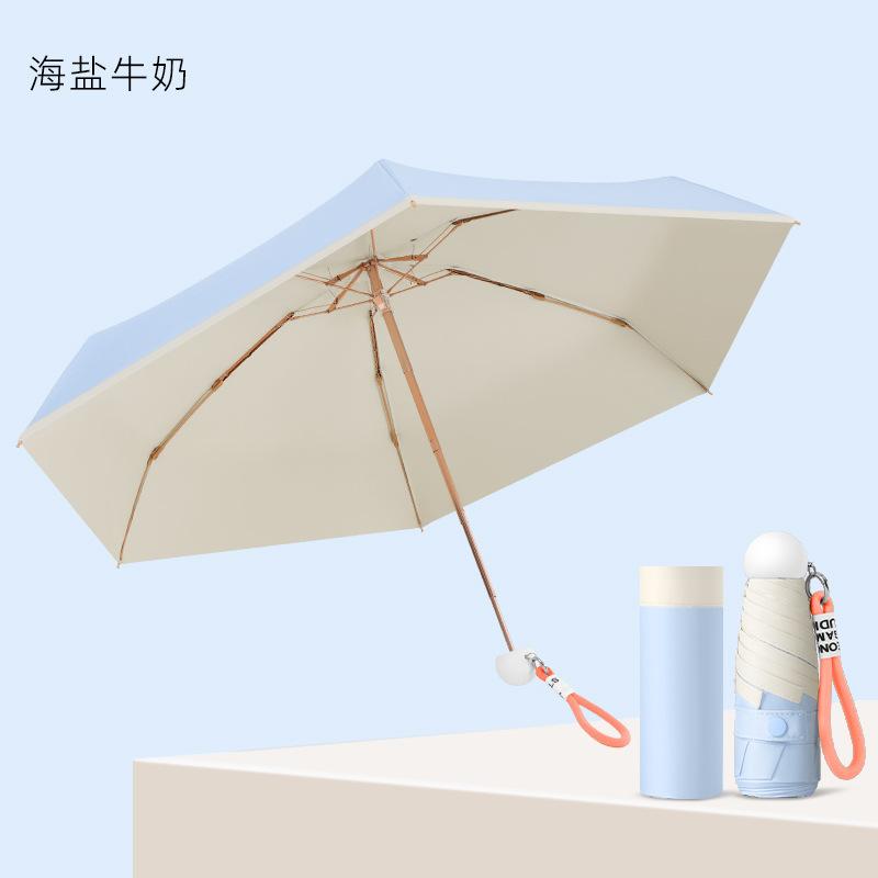 Small and Cute Wind Sunscreen Umbrella UV Protection Sun Umbrella Color Glue Fabric Portable Folding Parasol Rain and Shine