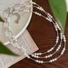 Silver Tone Twisted Chain Spaced Faux Pearl Choker Necklace