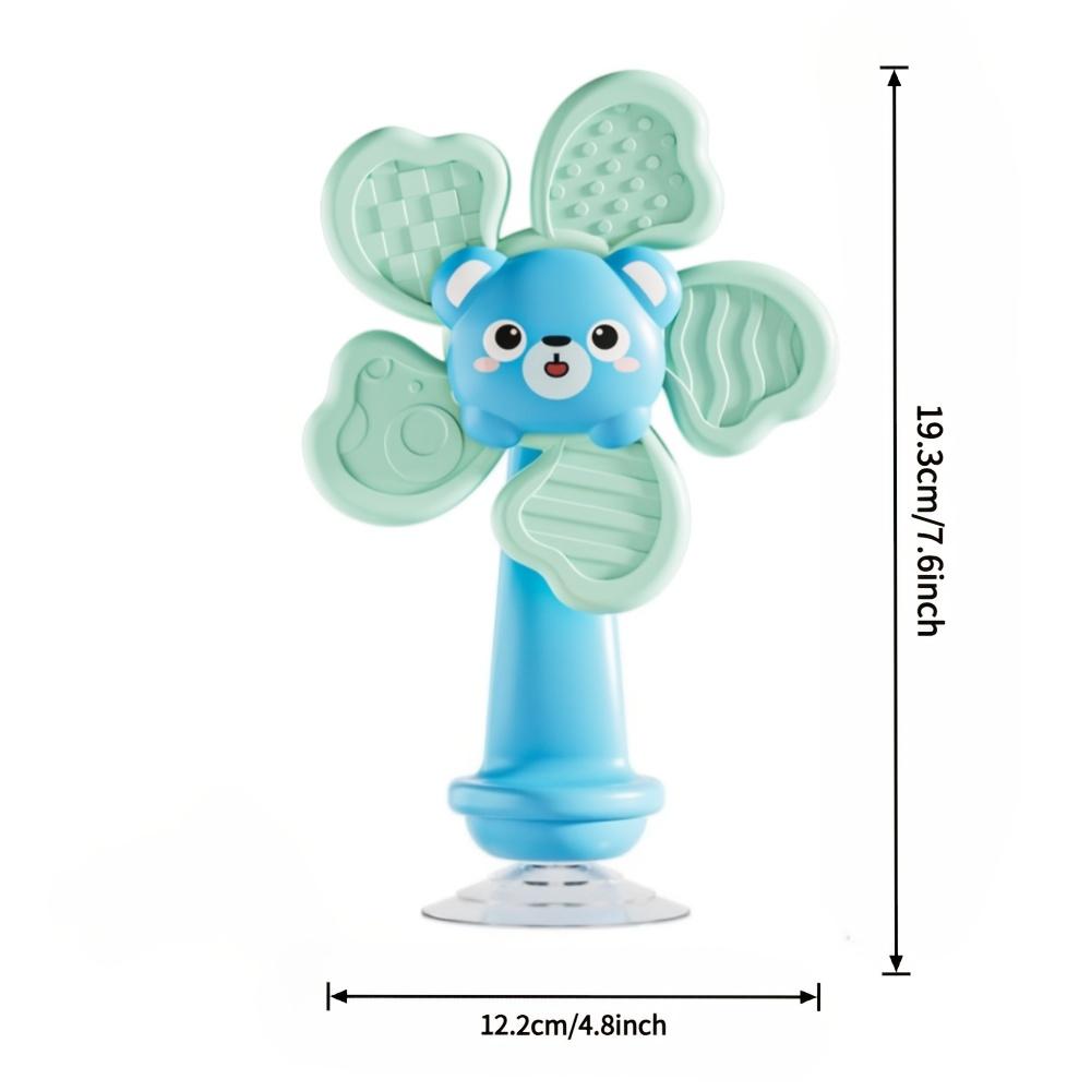 Baby Suction Cup Windmill Toy - Manual Rotating Wind- Spinner with & Bear Animal Shapes, Sensory Motor Skills Development