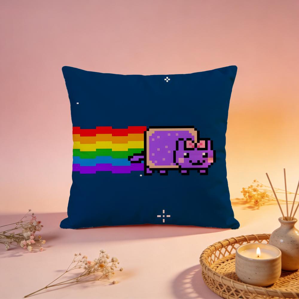 Hot Nnyan Catful Cushion Cover Comfortable Durable Pillow Cover MultiScene for Home Office Car Sofa