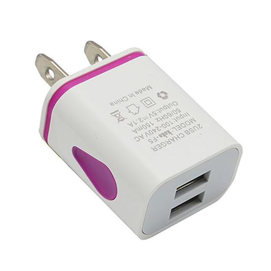 Dual USB Ports 5V 2.1A US/EU LED Light Plug Wall Home Travel Charger