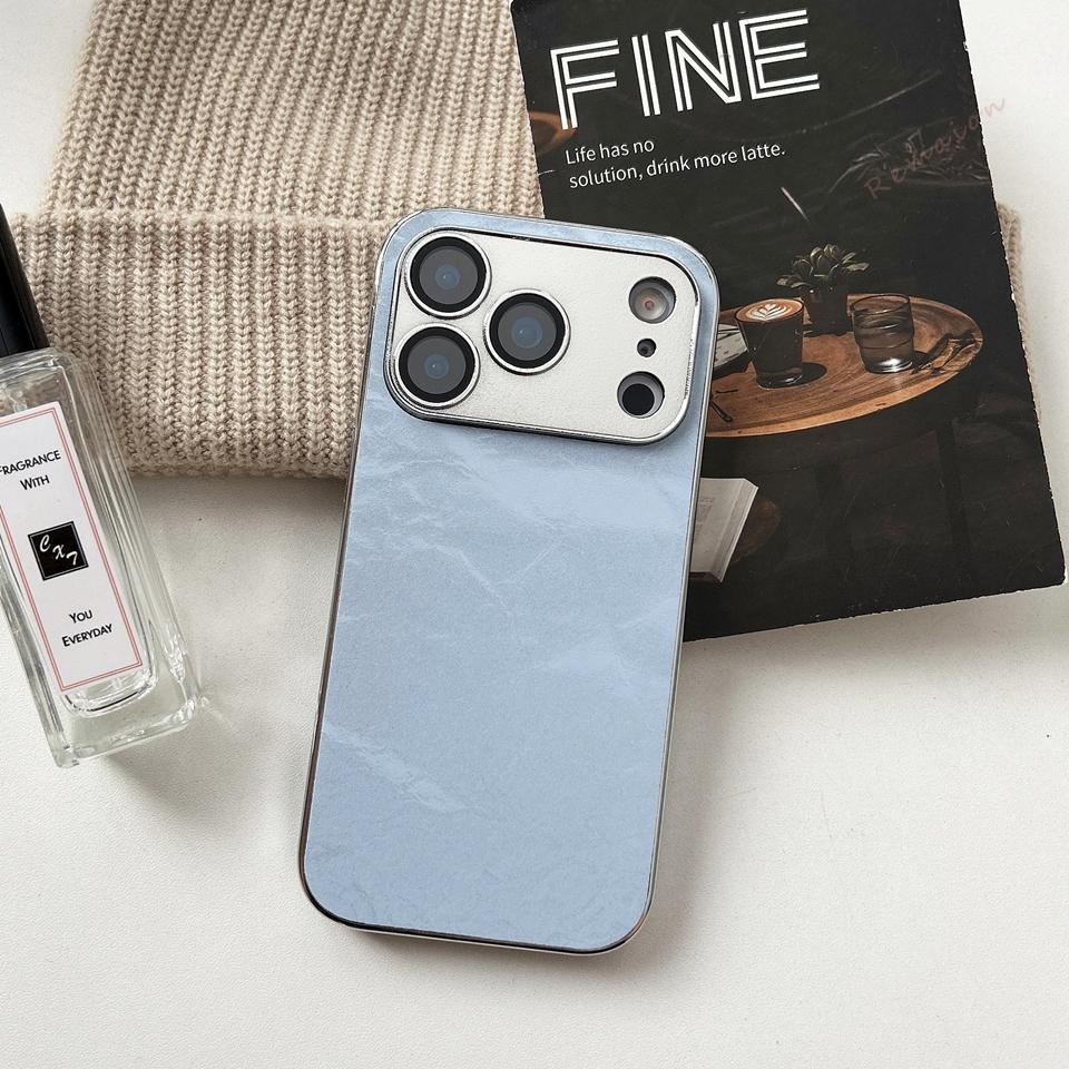 Plating Learther Phone Case for iPhone 17 Air 16 13 14 11 12 15 Pro Max Plus Case Camera Lens Protector Hard Cover