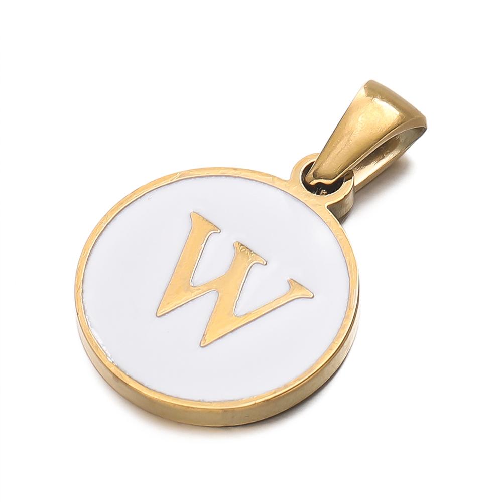 1pcs/pack Stainless Steel 26 Alphabet A-Z Letters Round White Pendants For DIY Bracelet Necklace Jewelry Making Accessories