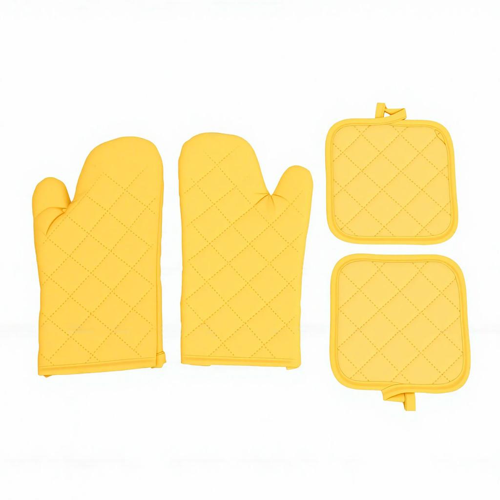 Oven Mitts Pot Holders Set Heat Proof Cotton Non Slip Kitchen Oven Gloves with Hanging for Cooking Grilling Machine Washable