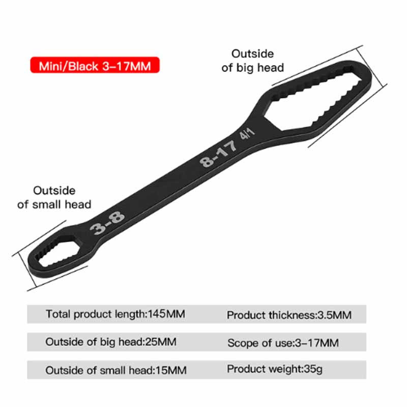

Универсальный ключ Torx 8-22 мм, самозатягивающийся регулируемый двухсторонний гаечный ключ, ручной инструмент для ремонта велосипеда, мотоцикла, автомобиля