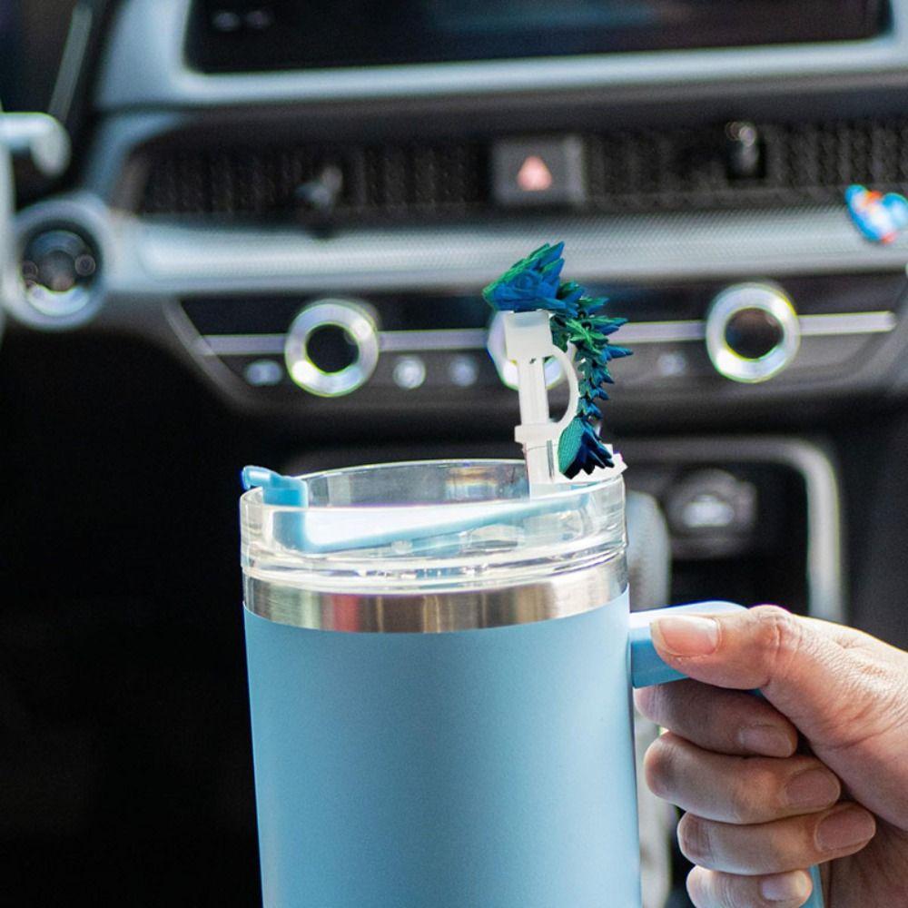 2Pcs Laser Gradient Color Dragon Straw Cover Silicone Straw Plug Straw Topper  Boys Gift