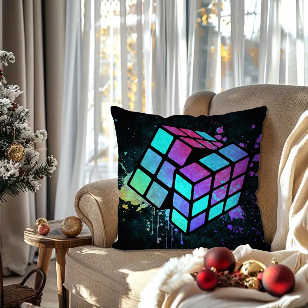 Rubiks Cube Pillow Case Square Pillow Bedroom Sofa Leisure Comfort Cushion Car Living Room Home Decoration 40X40