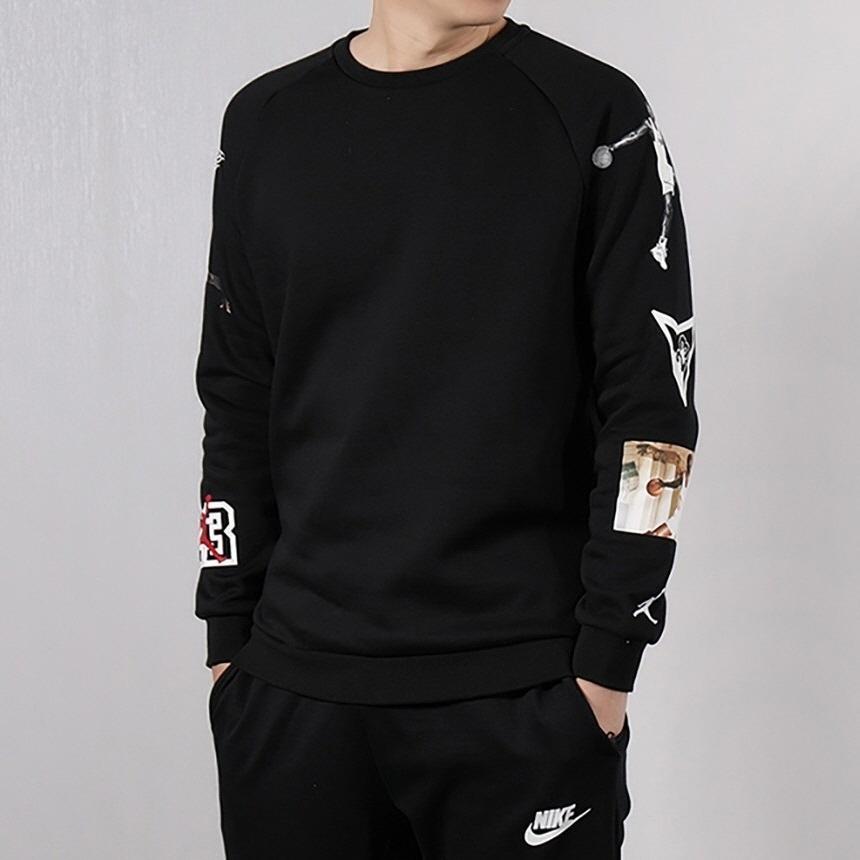 Air Jordan Printing Fleece Lined Athleisure Casual Sports Pullover Black Men's CD5872-010