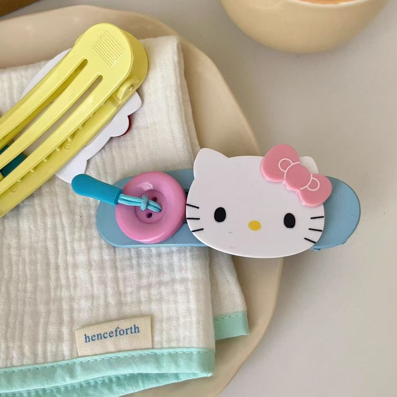 Girly Heart Children S Delicate Kitty Cat Button Clip Side Duckbill Clip Cute Hellokitty Cartoon Hairpin