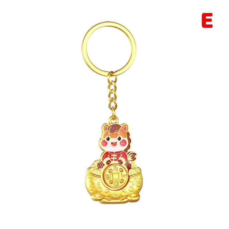 2026 Year Of Chinese Zodiac Horse Lucky Pendant Keychain Zinc Alloy Feng Shui Wealth Key Ring Women Men Bag Pendant