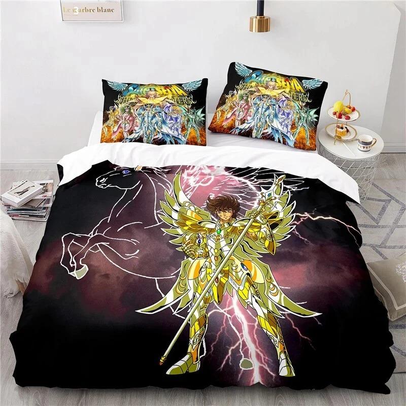 Anime Saint Seiya LOST CANVAS Bedding Set Duvet Cover Bed Set Quilt Cover Pillowcase Comforter king Queen Size Boys Adult