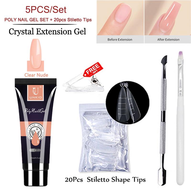 

UNKIO Poly Nail Get Set UV LED Быстрое наращивание шпильки Двойная форма Строительный гель для ногтей Маникюрный набор Гель-лак Мини-набор