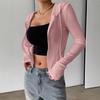 Women S Slim Fit Hooded Zip Up Knit Cardigan Long Sleeve Top