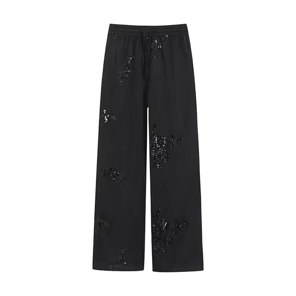 Spring Summer Women's Wear European and American Heavy Industry Embroidered Shirt and Pant Set