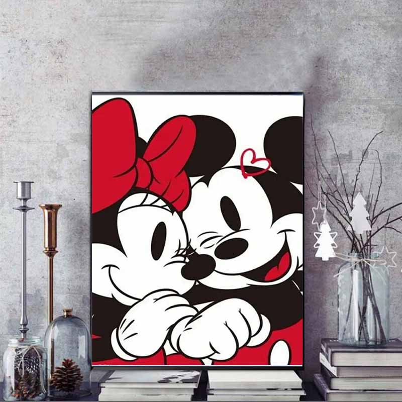 Disney Diamond Painting Set Mickey  Minnie Sweet Illustration Embroidery Wall Decoration Craft DIY Set Gift Handmade Crystal 5D Diamond