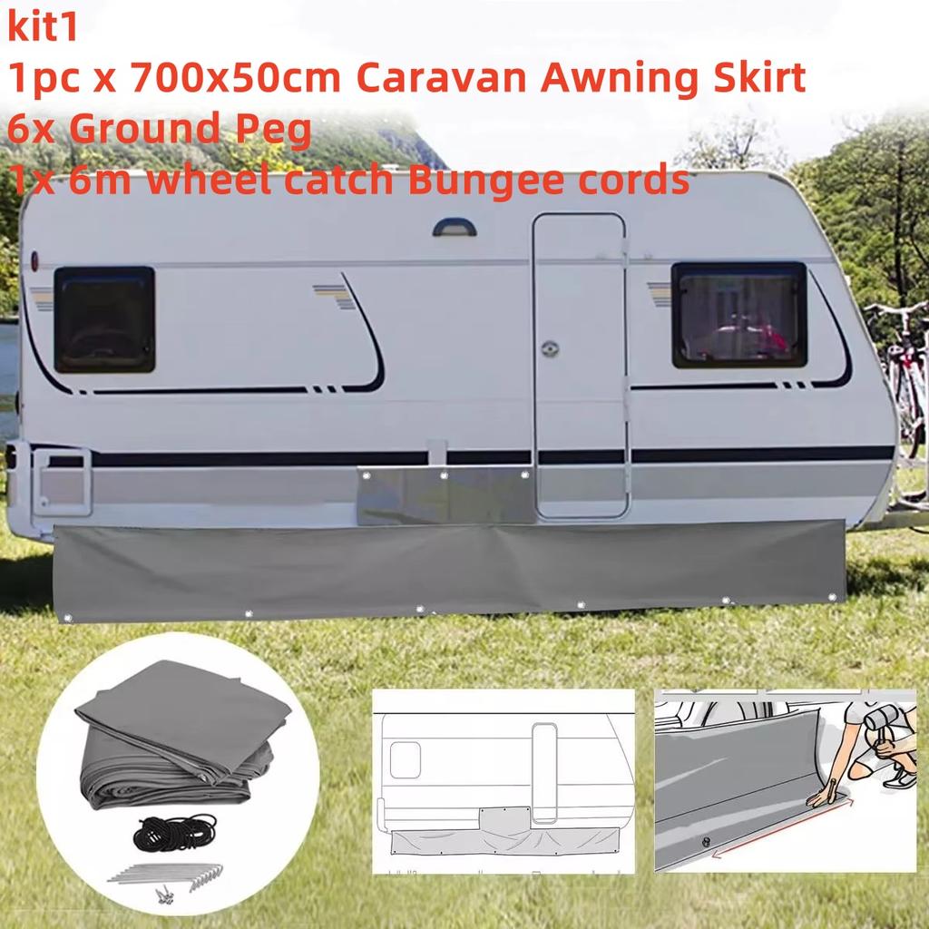1set 700X 50cm Deep With 150x50cm Wheel Arch Covers Set For Outdoor Motorhome Draft Campervan Caravan Awning Draught Skirt