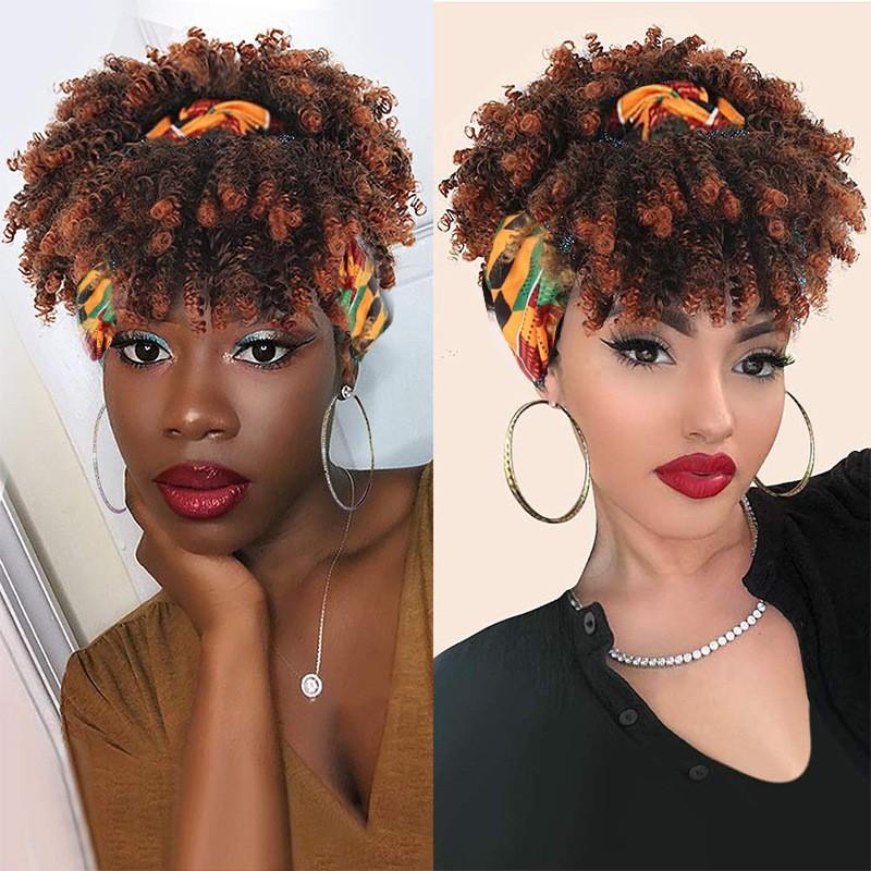 Foreign Trade Explosions African Small Curly Hair Bangs Adjustable Medium Integrated Headband Wig High-Temperature Silk