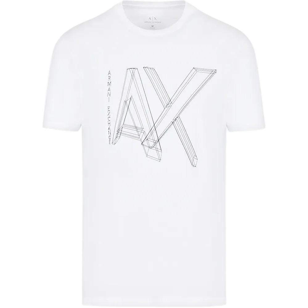 Armani Exchange SS23 Line Logo Print Crew Neck Short Sleeve T-Shirt Men Tops White 3RZTHF-ZJH4Z-1100