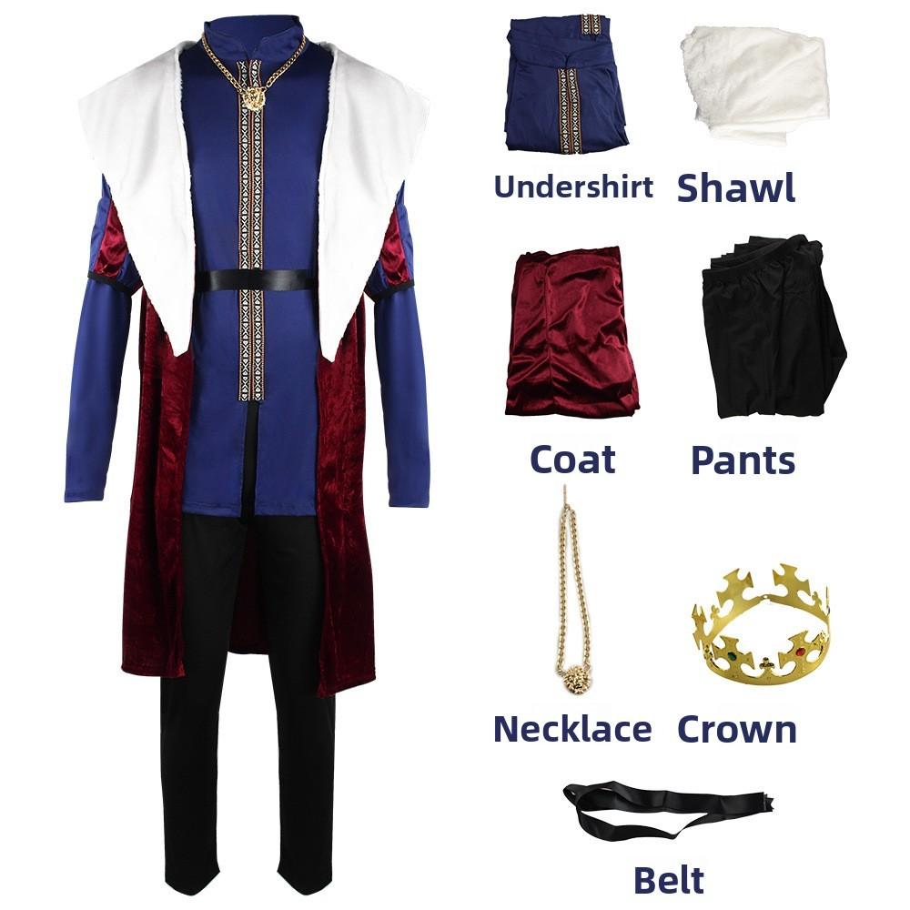 European Fantasy King Queen Cosplay Costumes Set With Polyester Fabric For Holiday Role Play