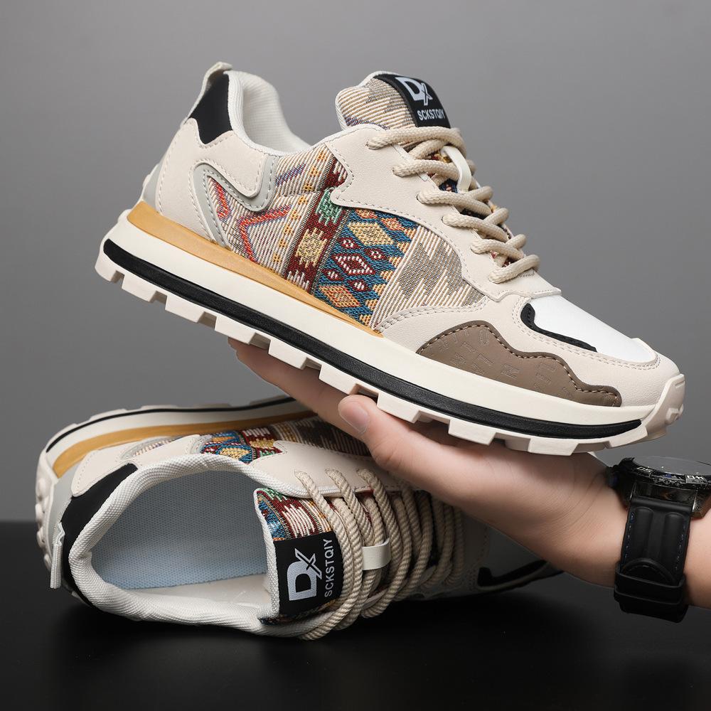 Herbst und Winter 2025 neue Herrenschuhe trendige Mode Druck Stickerei Sport- und Freizeitschuhe bequeme dicke Sohlen Schuhe mit Absatz Herren