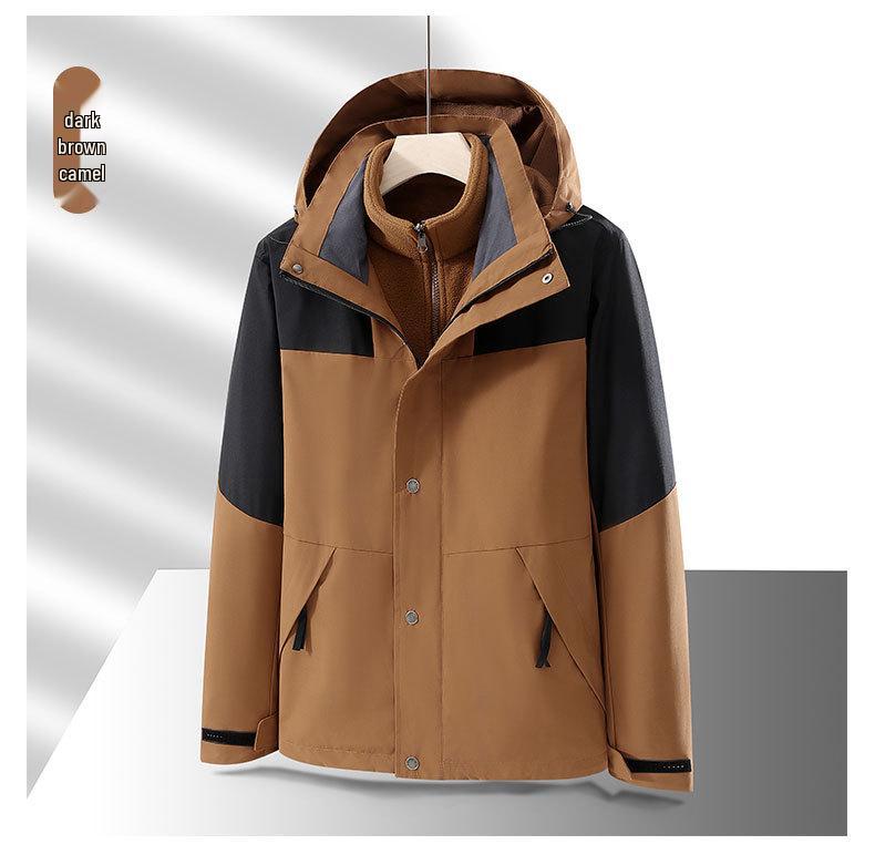 

Унисекс Ветрозащитная и Водонепроницаемая Куртка 3-в-1: Съемная, Осенне-зимняя рабочая одежда с возможностью нанесения логотипа. M