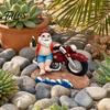 Beach Dwarf Decoration Funny Summer Santa Motorcycle Figurine with Beer, Resin Motorbike Gnome Environmentally Friendly Art Sculpture, Outdoor Garden