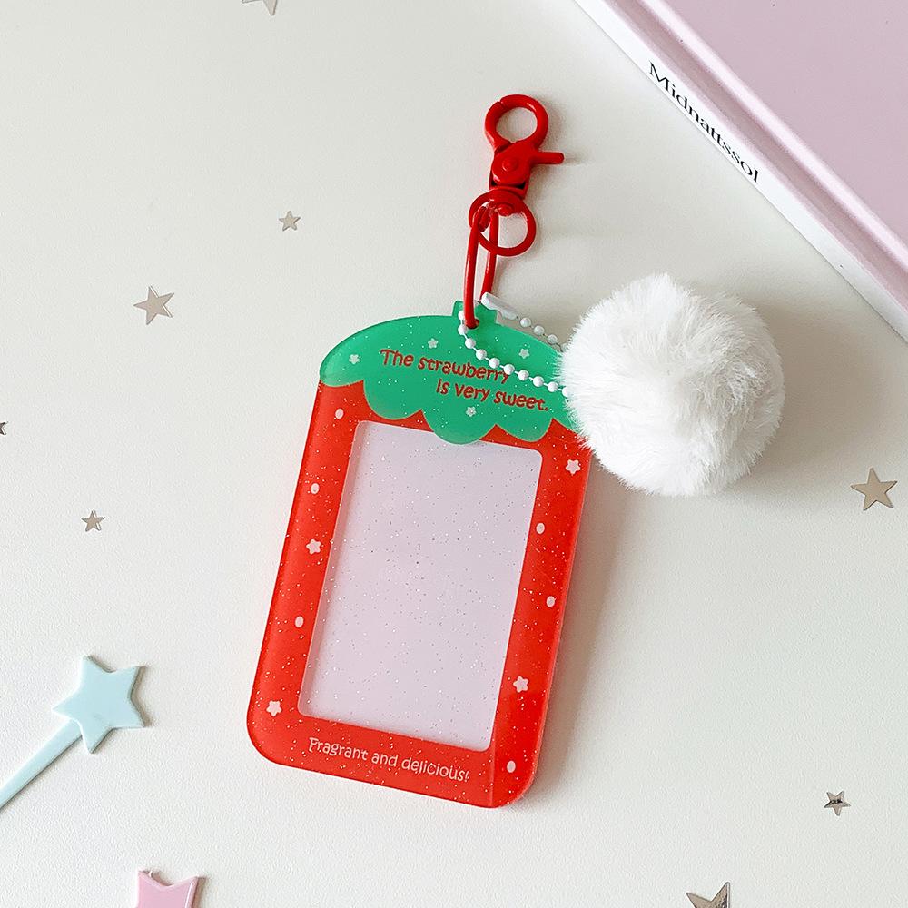 Strawberry Photocard Holder Scratch-Proof Kpop Card Holder Acrylic Card Holder Transparent For Backpack Ornament Girls Bag
