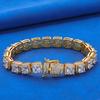 HHIOK In Stock 10mm Tennis Bracelet Iced Brass Buckle Rock Sugar Chain 5A CZ Shiny Fashionable Men's and Women's Hip Hop Jewelry