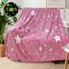 Blanket Glow In The Dark Non-fading Soft Comfortable Touch Star Pattern Pink Fleece Blanket Home Supplies