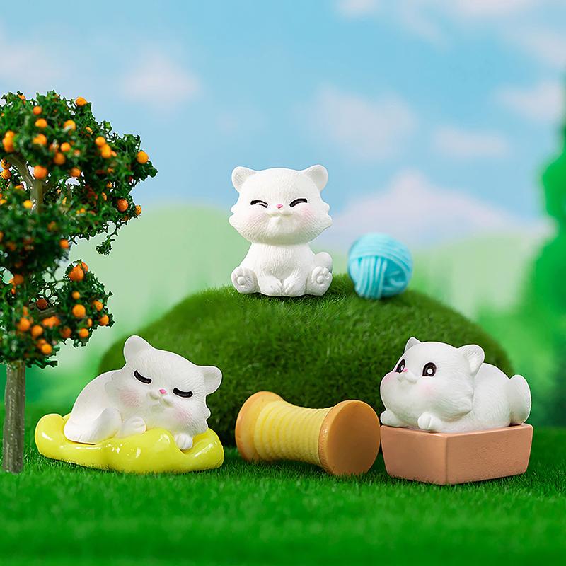 Miniaturní figurky zvířat Malá kočka Řemesla z pryskyřice House Micro Fairy Garden Diy Doplňky Kreativní domácí dekorace do auta