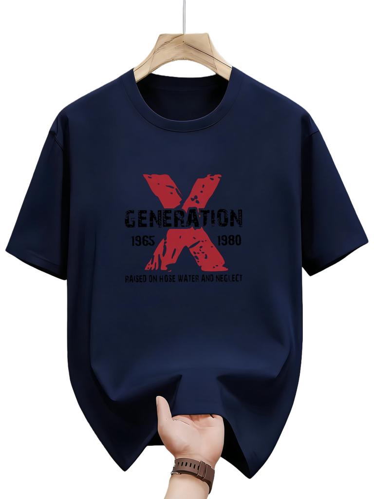 Mens Punk Rock Graphic Tshirt Casual Crew Collar Shortsleeved Tshirt with Bold Generation X Print