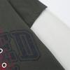 Mens Oversized Long Sleeve T-Shirt With Contrast Color Panel Distressed Letter Print Metal Ring Cutout Detail Streetwear Casual