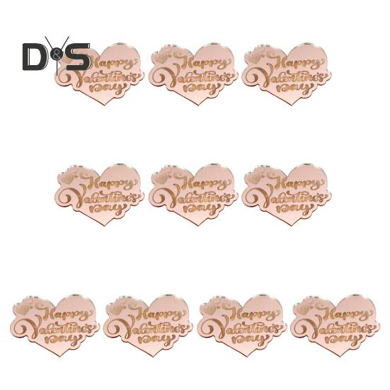 

10 шт. Насадки для кексів до Дня святого Валентина Світловідбиваючі торти Dics Дзеркало з гравіюванням у формі серця знаки для торта для весілля Ювілей Заручини Товари для вечірок E